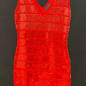 Elegant Red Sequin Dress